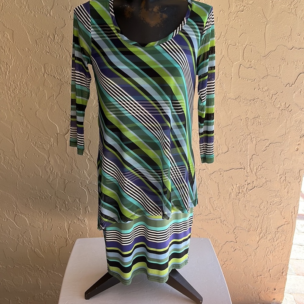 Lynn Richie Silver - Layered Half Sheer Sleeved Dress - Sz. M